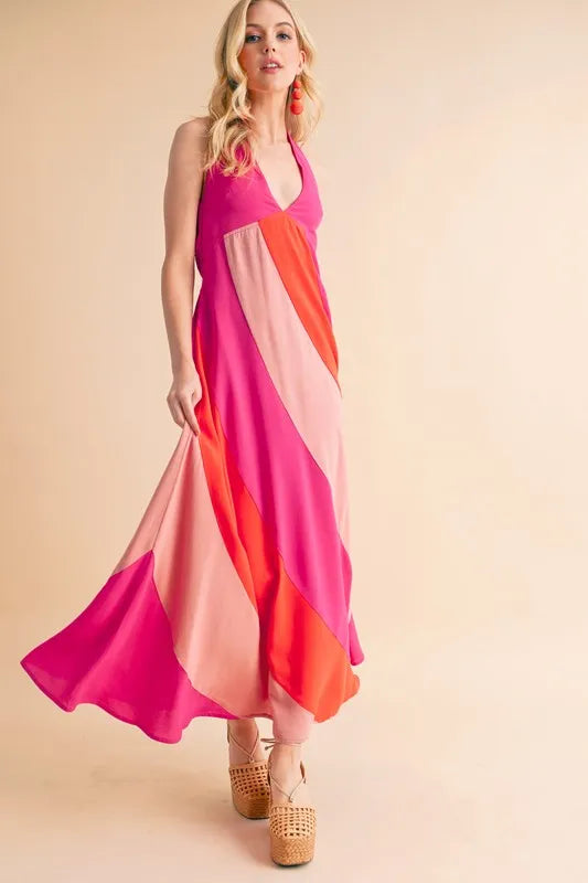 Aemi+Co Color Block Sleeveless Maxi Dress - Maxi Dress by Trendsi | Available at Handbags Specialist Headquarter