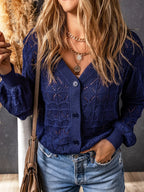 Buttoned Front Openwork Cardigan - Tops by Trendsi | Available at Handbags Specialist Headquarter