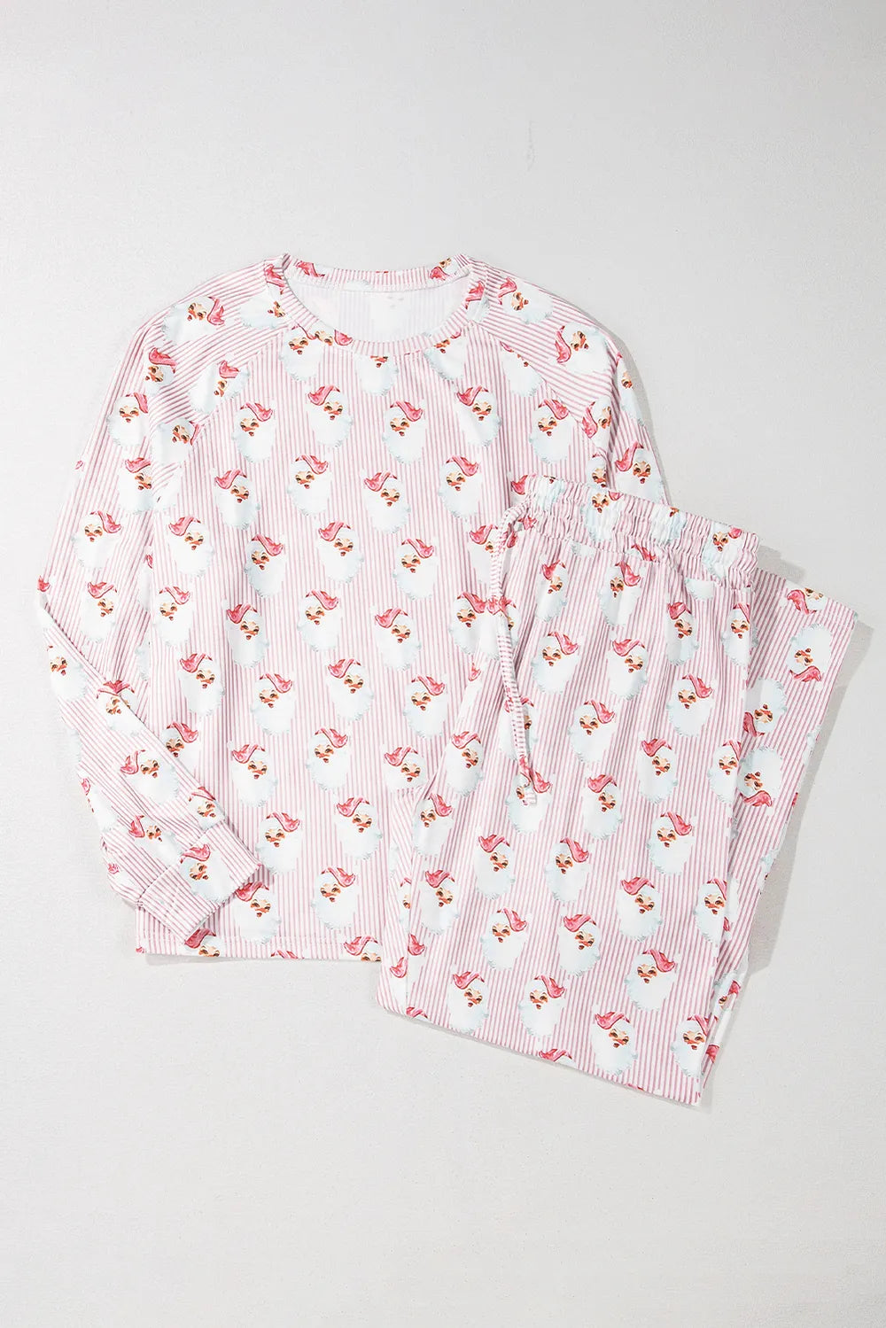 Santa Print Long Sleeve Top and Pants Lounge Set - Sleepwear by Trendsi | Available at Handbags Specialist Headquarter