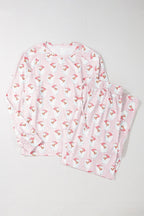 Santa Print Long Sleeve Top and Pants Lounge Set - Sleepwear by Trendsi | Available at Handbags Specialist Headquarter