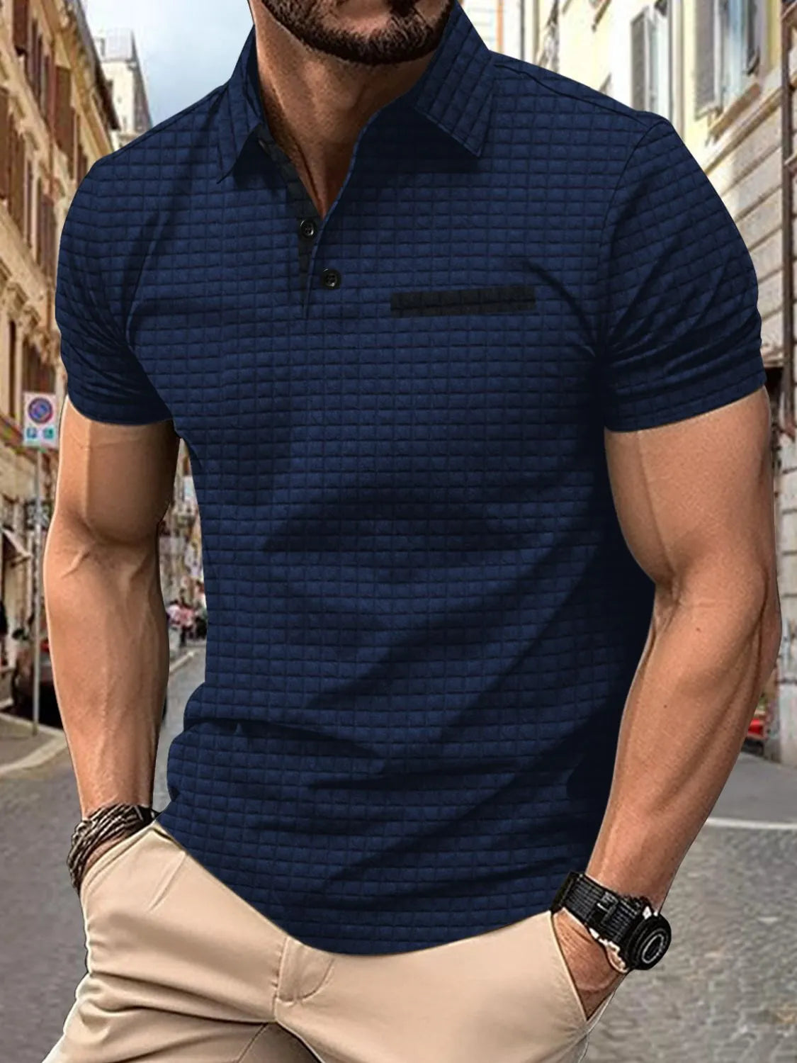 Men's Full Size Collared Neck Short Sleeve Polo Plus Size - Men's Shirts by Trendsi | Available at Handbags Specialist Headquarter