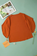 Plus Size V-Neck Petal Sleeve Blouse - Plus Size Shirts by Trendsi | Available at Handbags Specialist Headquarter