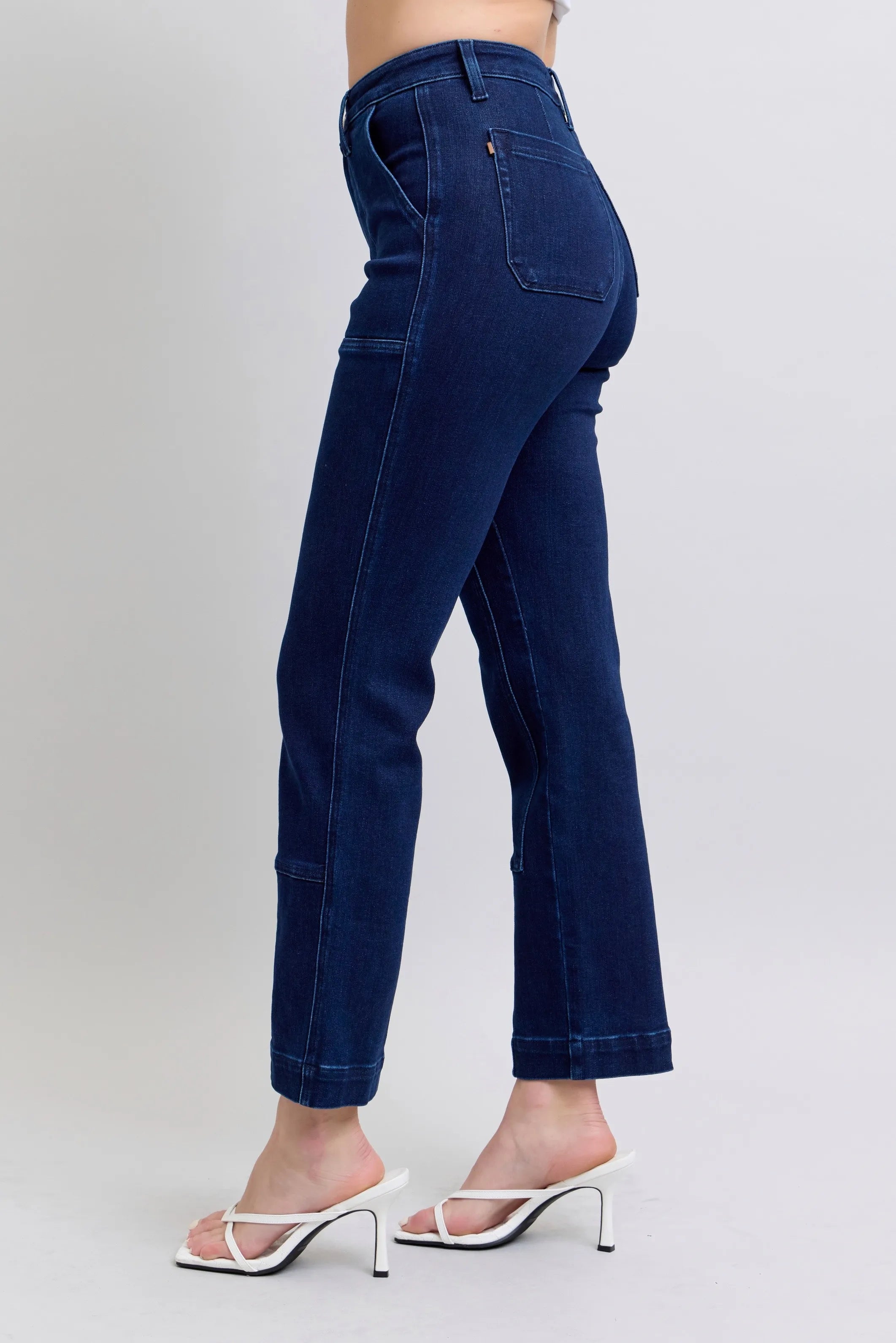 Judy Blue Full Size Hw Work Wear Knee Patch Straight Jeans Plus Size - Women / Jeans & Denim by Trendsi | Available at Handbags Specialist Headquarter