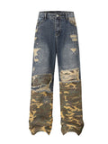Men's Full Size Distressed Denim Jeans with Camo Patchwork Detailing Plus Size - Women / Jeans & Denim by Trendsi | Available at Handbags Specialist Headquarter