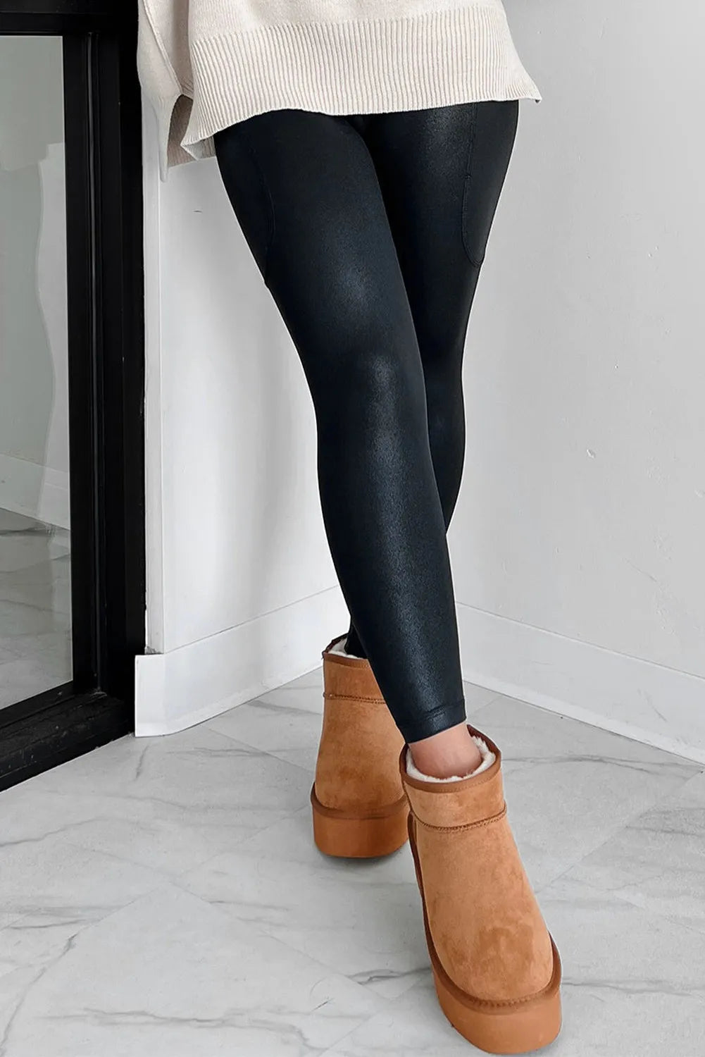 Pocketed V-Cut Waist Leggings - Leggings by Trendsi | Available at Handbags Specialist Headquarter
