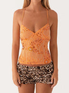 Crisscross Back V-Neck Cami - Tops by Trendsi | Available at Handbags Specialist Headquarter