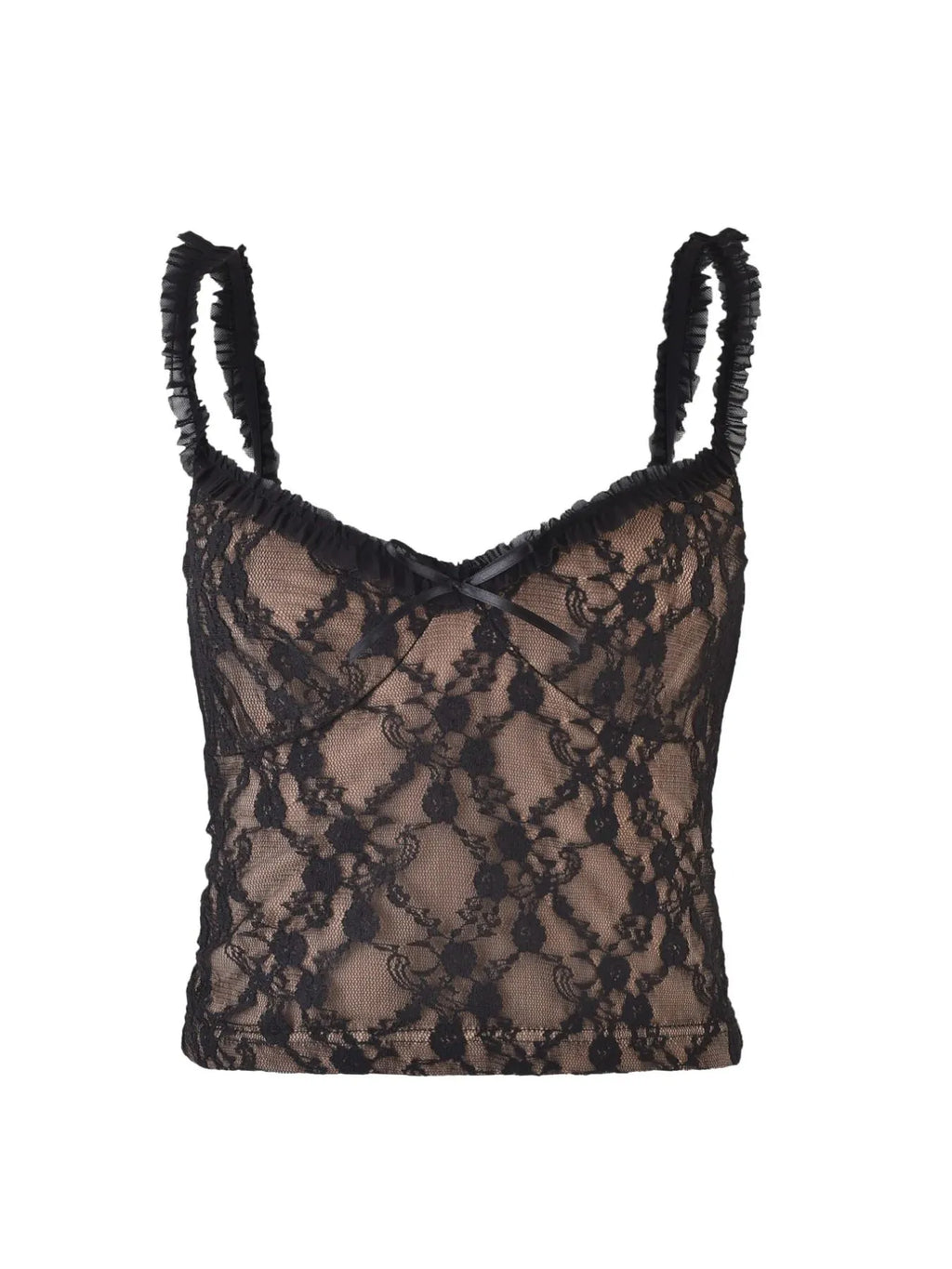 Lace Cami Top with Frill Straps - Tops by Trendsi | Available at Handbags Specialist Headquarter