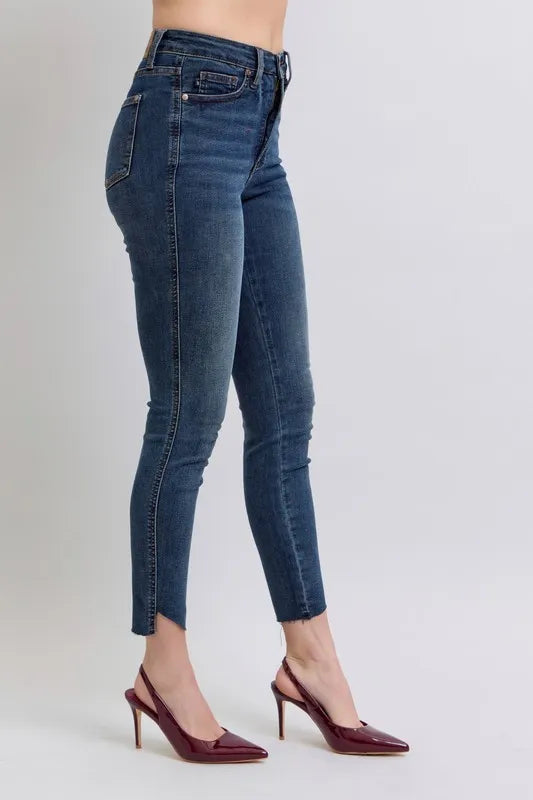 Judy Blue Full Size High Waist Tummy Control Step Hem Skinny Jeans Plus Size - Women / Jeans & Denim by Trendsi | Available at Handbags Specialist Headquarter