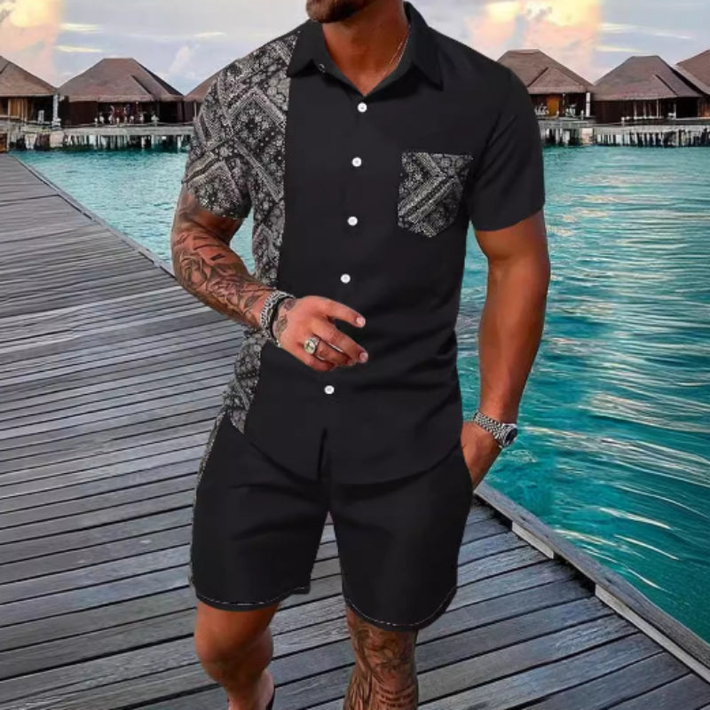 WavePrint 3D Beachwear: Short-Sleeve & Shorts Set