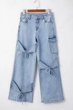 Bowknot Decor Cargo Jeans - Women / Jeans & Denim by Trendsi | Available at Handbags Specialist Headquarter