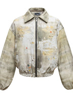 Men's Distressed Paint Splatter Zip Up Jacket - Men's jackets by Trendsi | Available at Handbags Specialist Headquarter