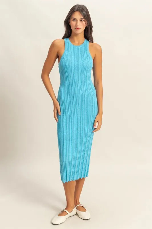 HYFVE Round Neck Bodycon Ribbed Knit Dress - Maxi Dress by Trendsi | Available at Handbags Specialist Headquarter