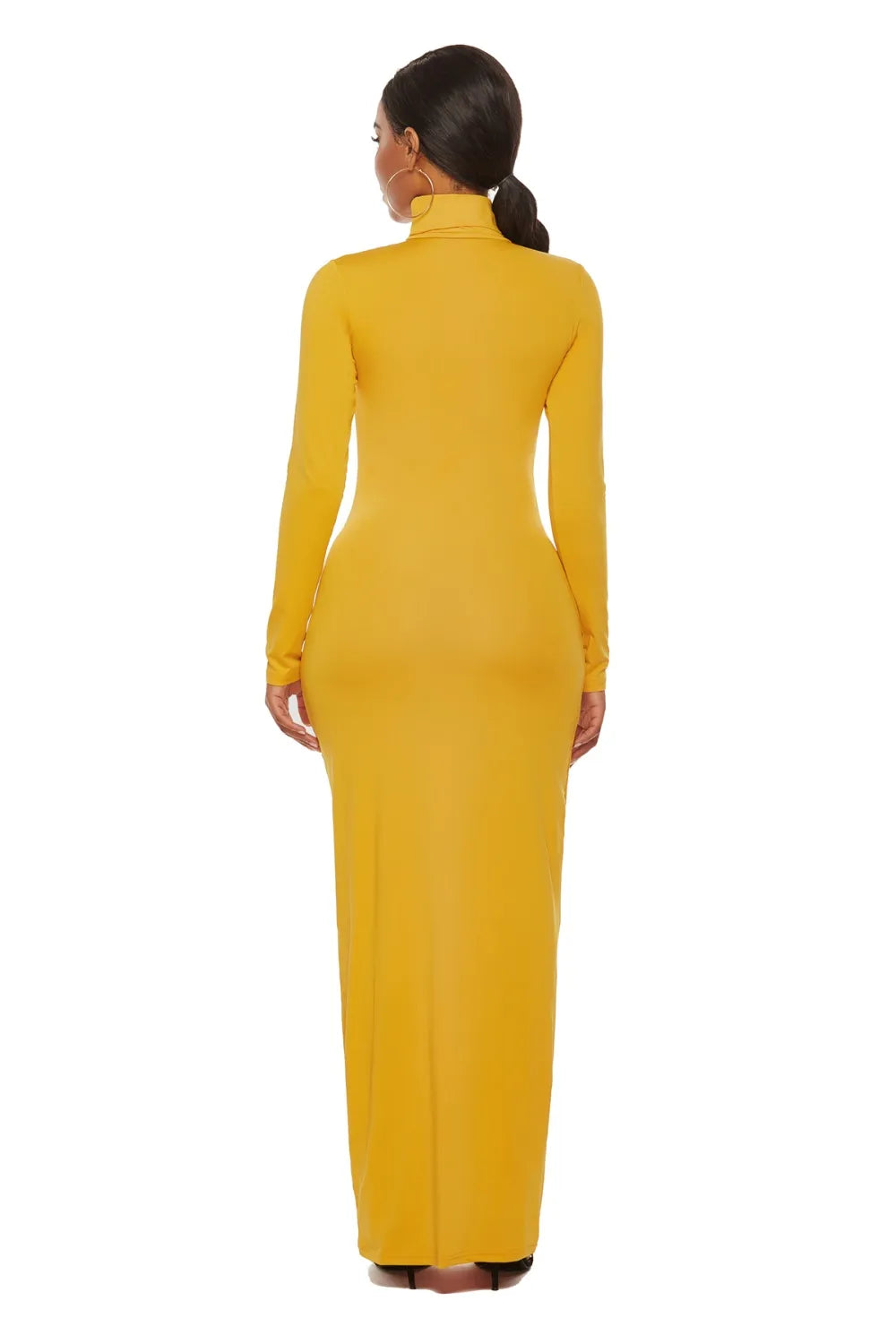 Mock Neck Long Sleeve Maxi Slim Dress - Maxi Dress by Trendsi | Available at Handbags Specialist Headquarter