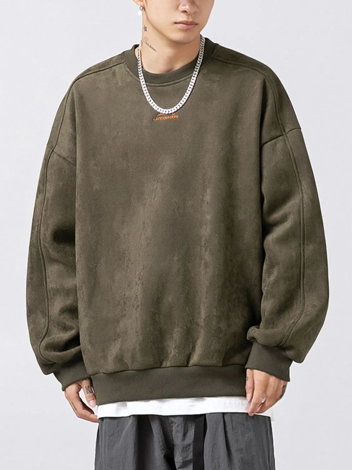 Men's Full Size Round Neck Long Sleeve Sweatshirt Plus Size - Men's Sweatshirts by Trendsi | Available at Handbags Specialist Headquarter