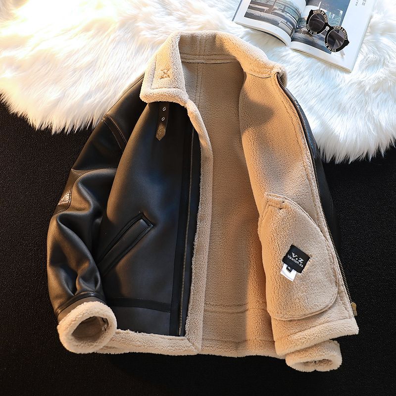 ArcticGuard Men's Fleece-Lined PU Leather Jacket