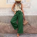 Breezy Chic: Halter Crop & Wide Leg Pants Set