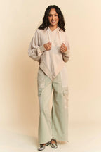 Davi & Dani Lace Patchwork Bottom Opening Adjustable Pants - Women Pants by Trendsi | Available at Handbags Specialist Headquarter