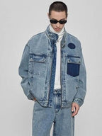 Men's Plus Size Washed Zip Up Denim Jacket - Men's jackets by Trendsi | Available at Handbags Specialist Headquarter