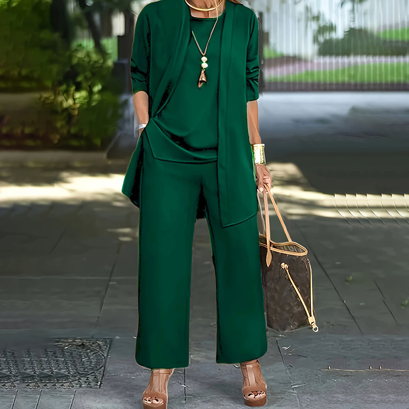 CurvyChic 3-Piece Lounge Set: Cardigan, Vest & Pants