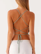 Crisscross Back V-Neck Cami - Tops by Trendsi | Available at Handbags Specialist Headquarter