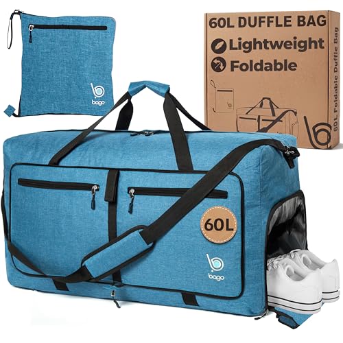 Bago 60L Foldable Travel Duffle Bag with Shoe Compartment