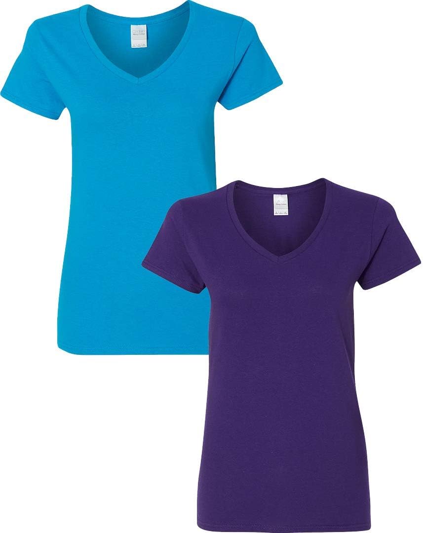 Gildan V-Neck Cotton Tee Duo for Women - Women's T Shirts by Handbags Specialist Headquarter | Available at Handbags Specialist Headquarter