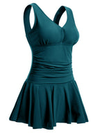 Plus Size Floral Shaping One Piece Swim Dress