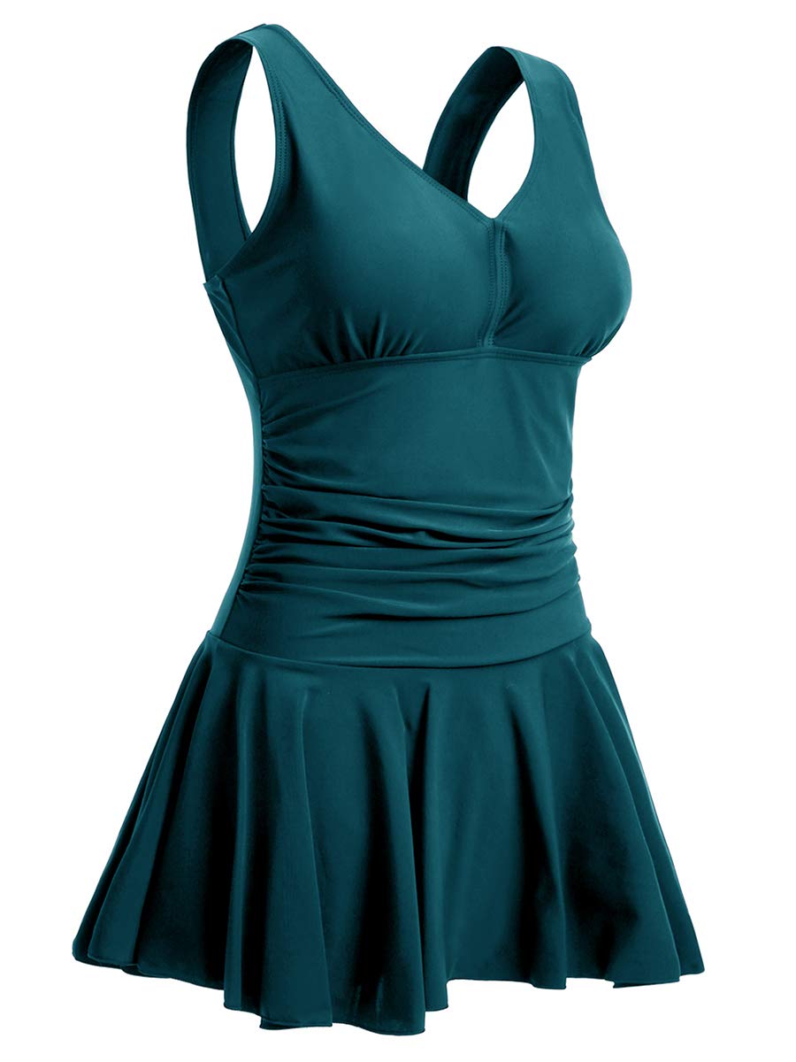 Plus Size Floral Shaping One Piece Swim Dress