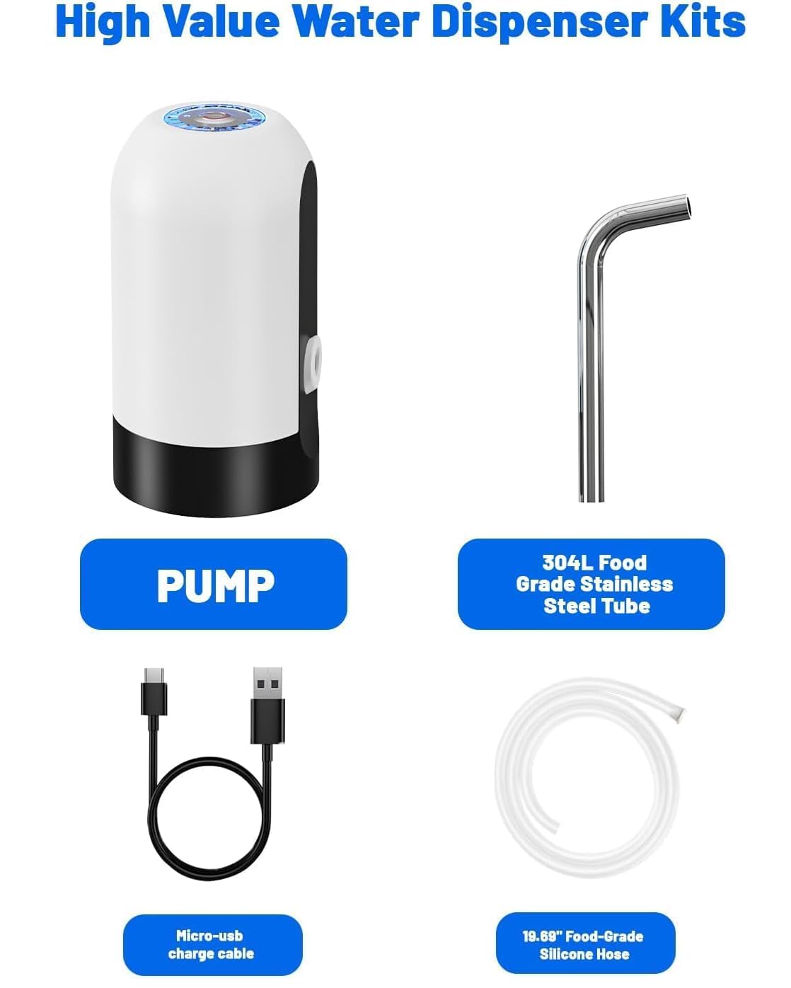 Portable USB Water Dispenser for 3-5 Gallon Bottles