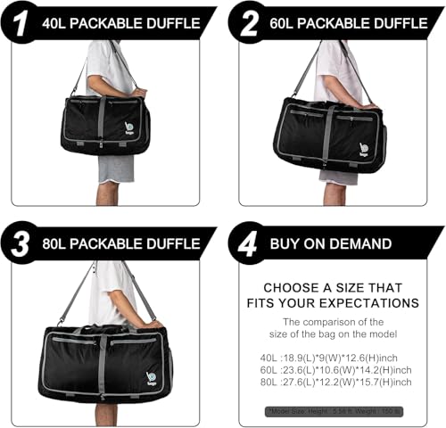 Bago 60L Foldable Travel Duffle Bag with Shoe Compartment