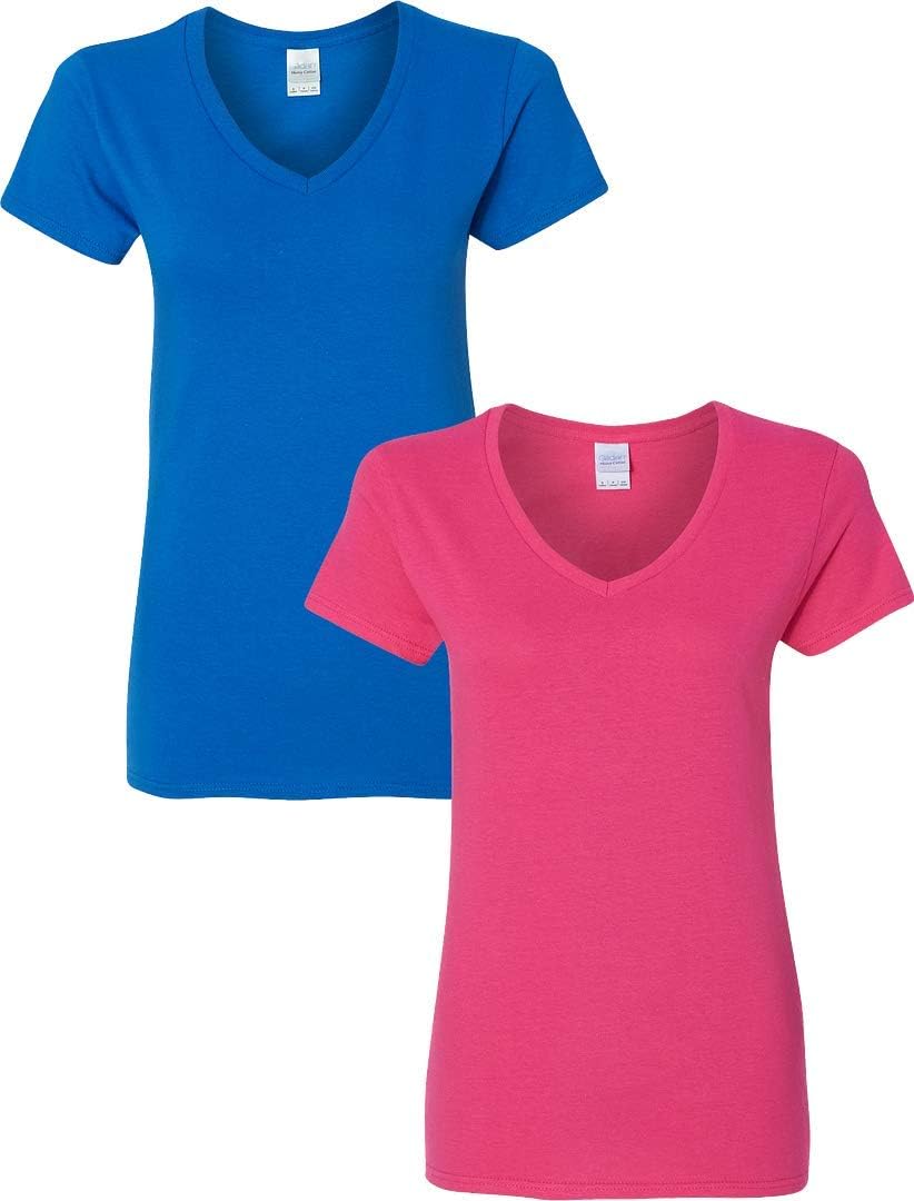 Gildan V-Neck Cotton Tee Duo for Women - Women's T Shirts by Handbags Specialist Headquarter | Available at Handbags Specialist Headquarter