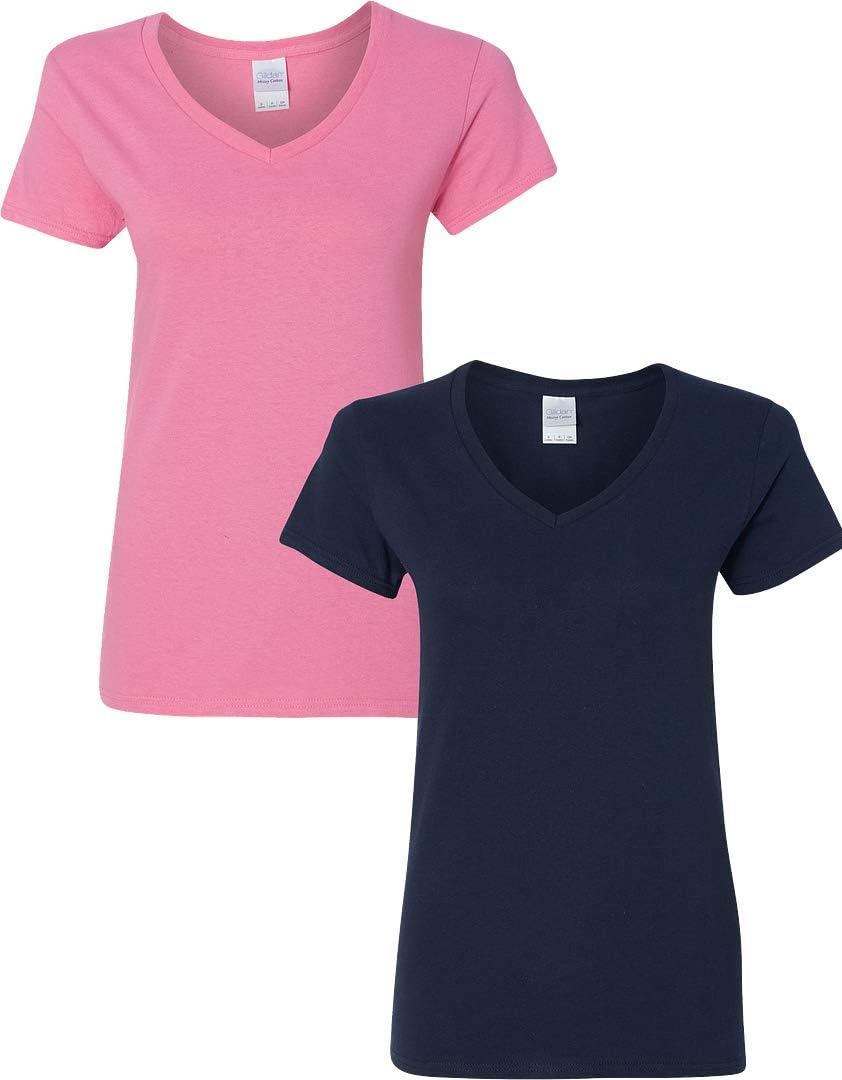 Gildan V-Neck Cotton Tee Duo for Women - Women's T Shirts by Handbags Specialist Headquarter | Available at Handbags Specialist Headquarter
