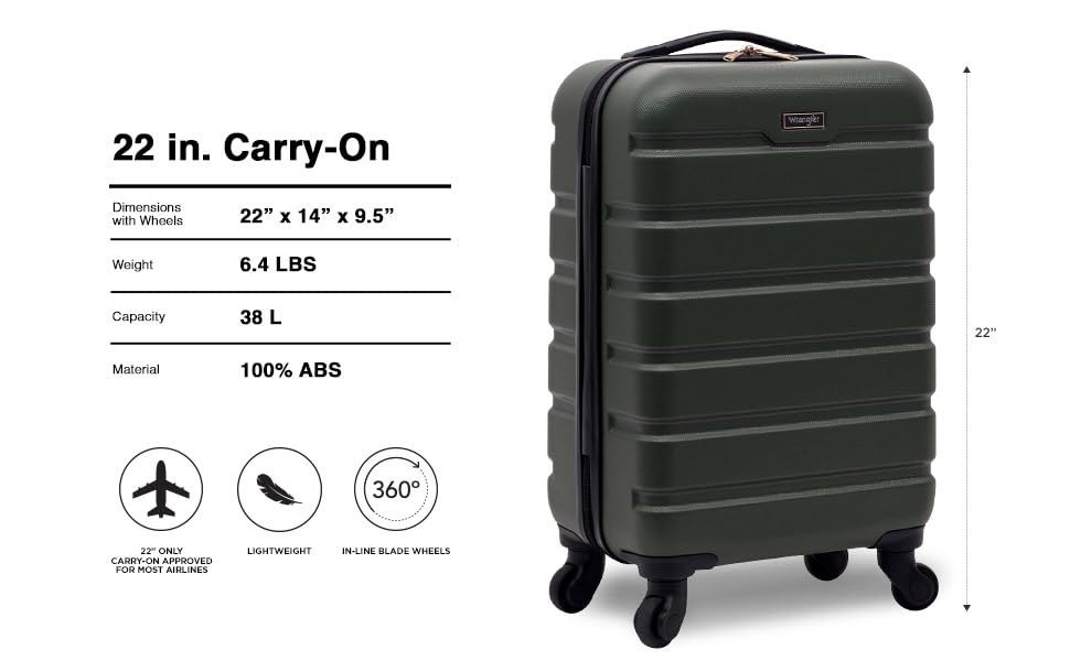 Wrangler 22 Olive Hardside Spinner Carry-On