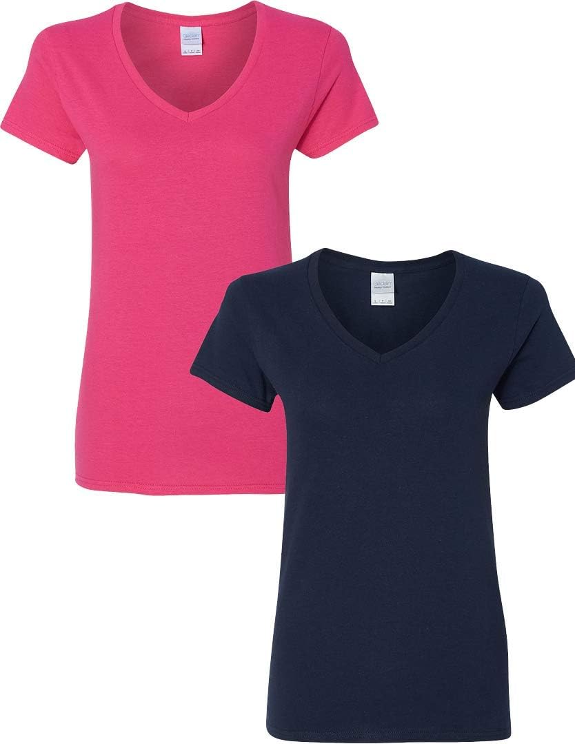 Gildan V-Neck Cotton Tee Duo for Women - Women's T Shirts by Handbags Specialist Headquarter | Available at Handbags Specialist Headquarter
