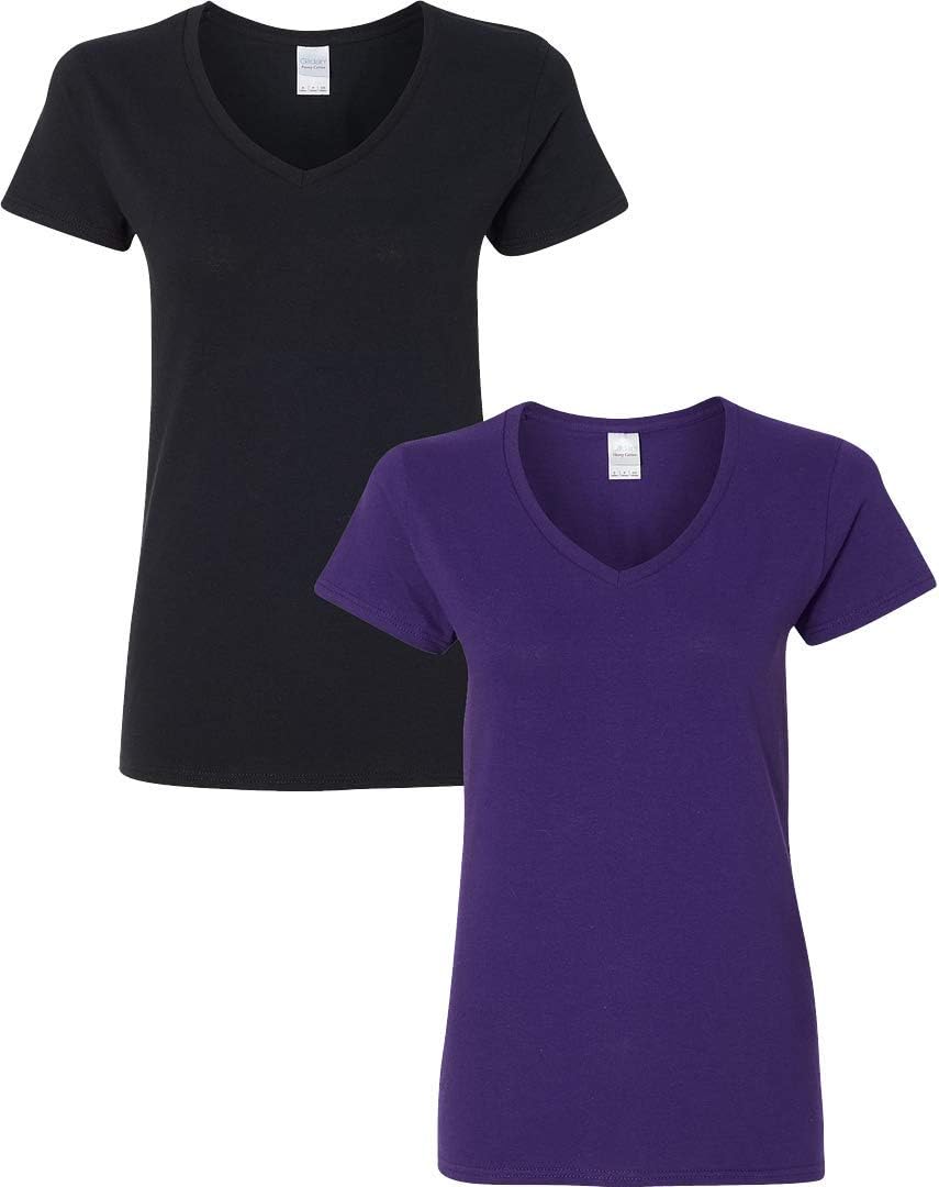 Gildan V-Neck Cotton Tee Duo for Women - Women's T Shirts by Handbags Specialist Headquarter | Available at Handbags Specialist Headquarter