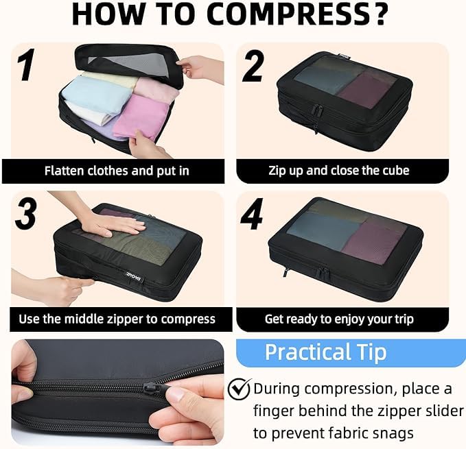 BAGAIL Expandable Travel Compression Cubes Set -  by Handbags Specialist Headquarter | Available at Handbags Specialist Headquarter