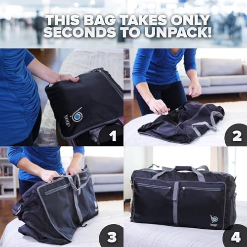 Bago 60L Foldable Travel Duffle Bag with Shoe Compartment