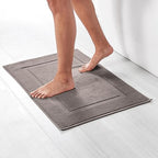 Soft Silver Banded Bath Rug Mat - Decor by Handbags Specialist Headquarter | Available at Handbags Specialist Headquarter