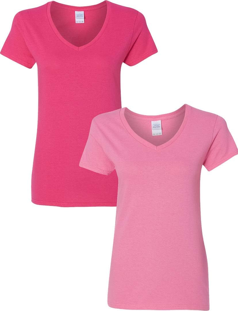Gildan V-Neck Cotton Tee Duo for Women - Women's T Shirts by Handbags Specialist Headquarter | Available at Handbags Specialist Headquarter