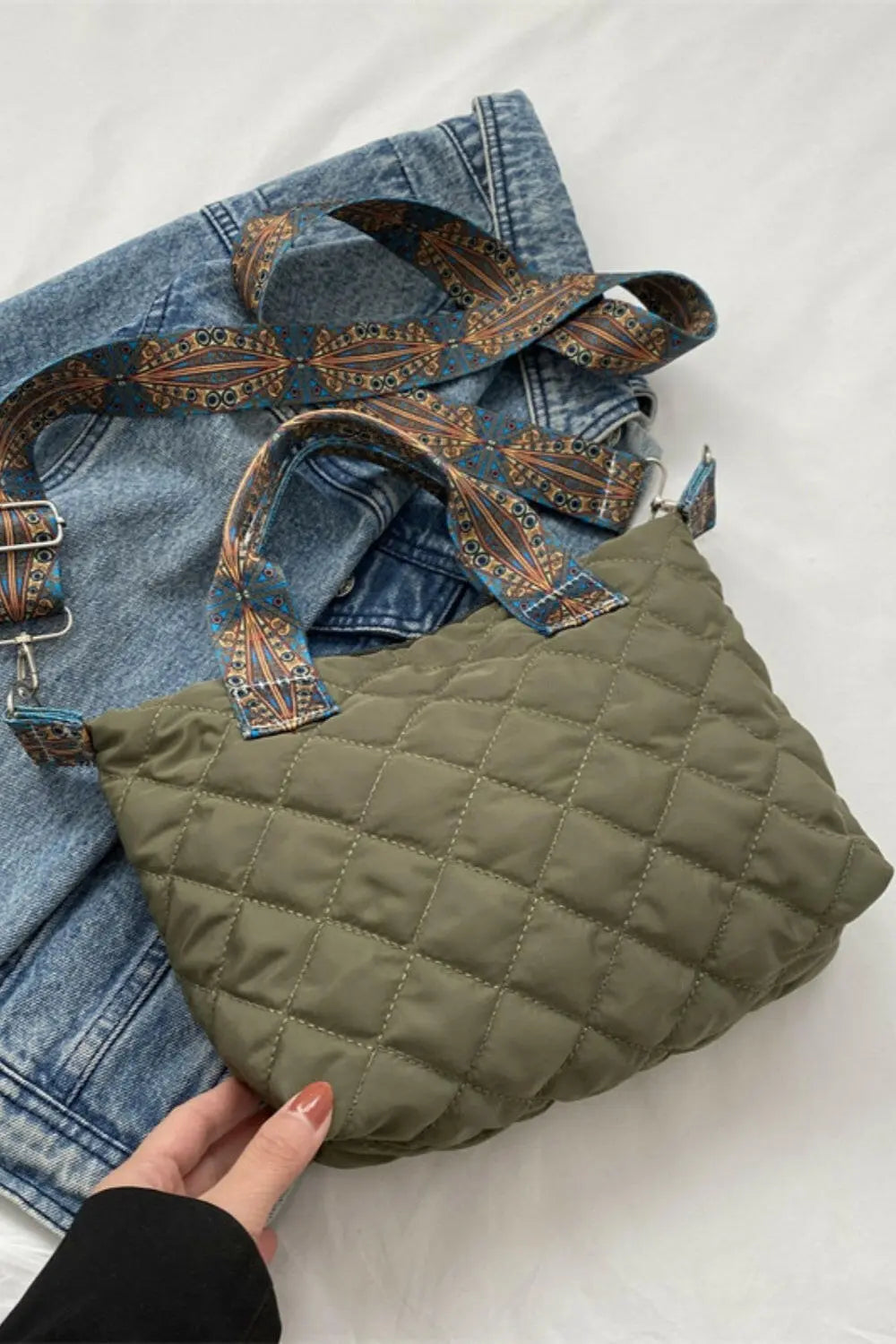 Bubble Textured Printed Strap Handbag - Tote Bag by Trendsi | Available at Handbags Specialist Headquarter