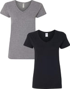 Gildan V-Neck Cotton Tee Duo for Women - Women's T Shirts by Handbags Specialist Headquarter | Available at Handbags Specialist Headquarter