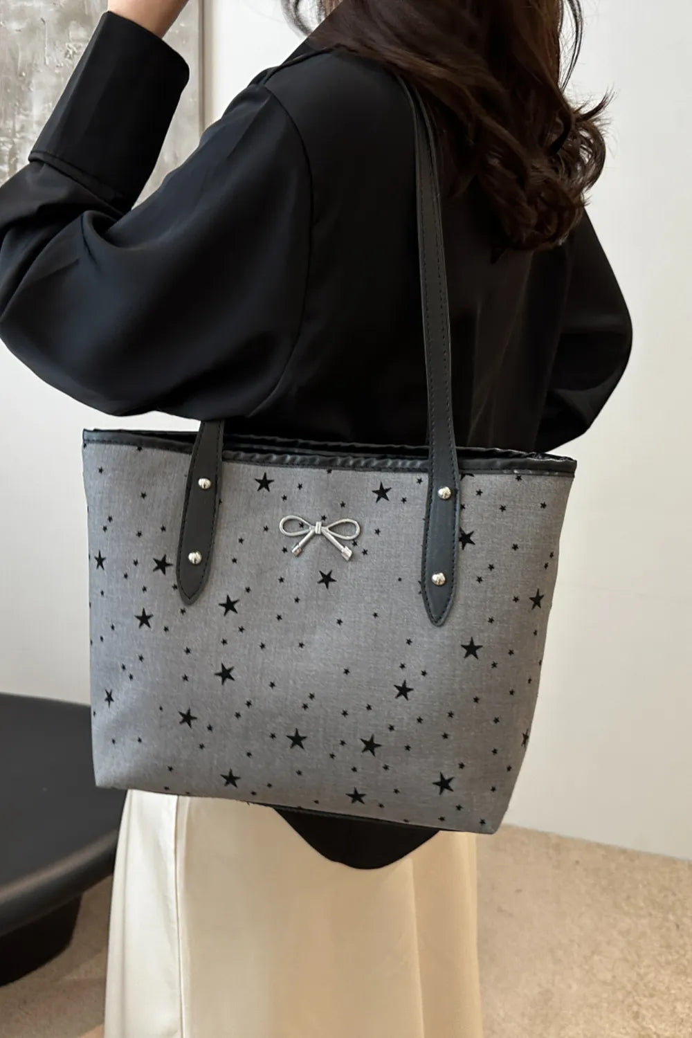 Bow Trim Polyester Tote Bag - Tote Bag by Trendsi | Available at Handbags Specialist Headquarter