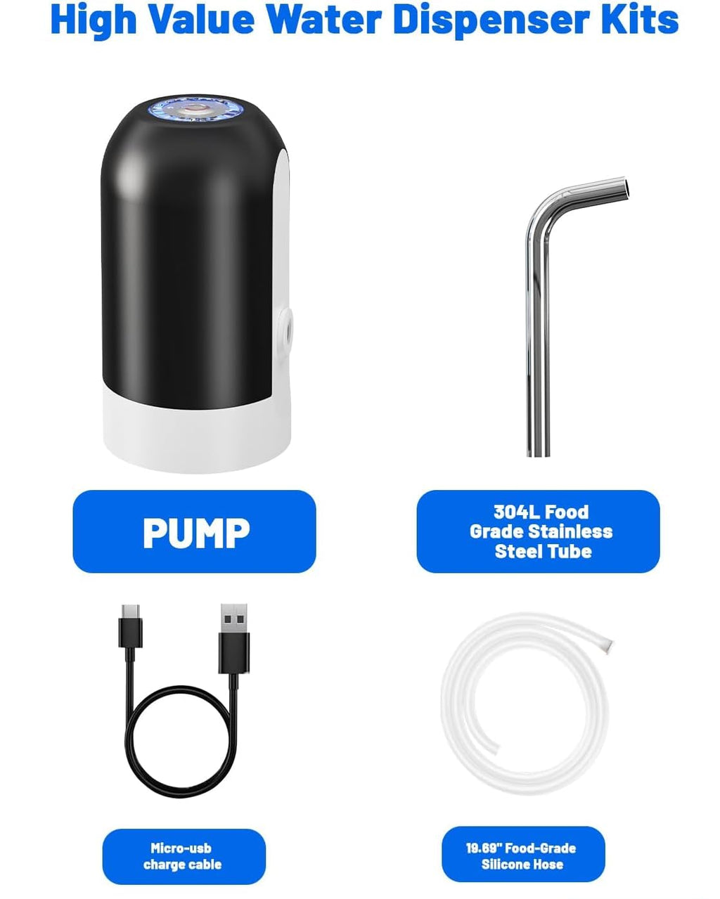 Portable USB Water Dispenser for 3-5 Gallon Bottles