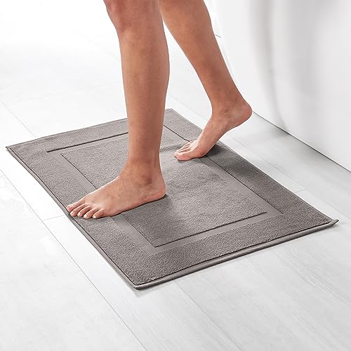 Soft Silver Banded Bath Rug Mat - Decor by Handbags Specialist Headquarter | Available at Handbags Specialist Headquarter
