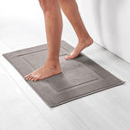 Soft Silver Banded Bath Rug Mat - Decor by Handbags Specialist Headquarter | Available at Handbags Specialist Headquarter