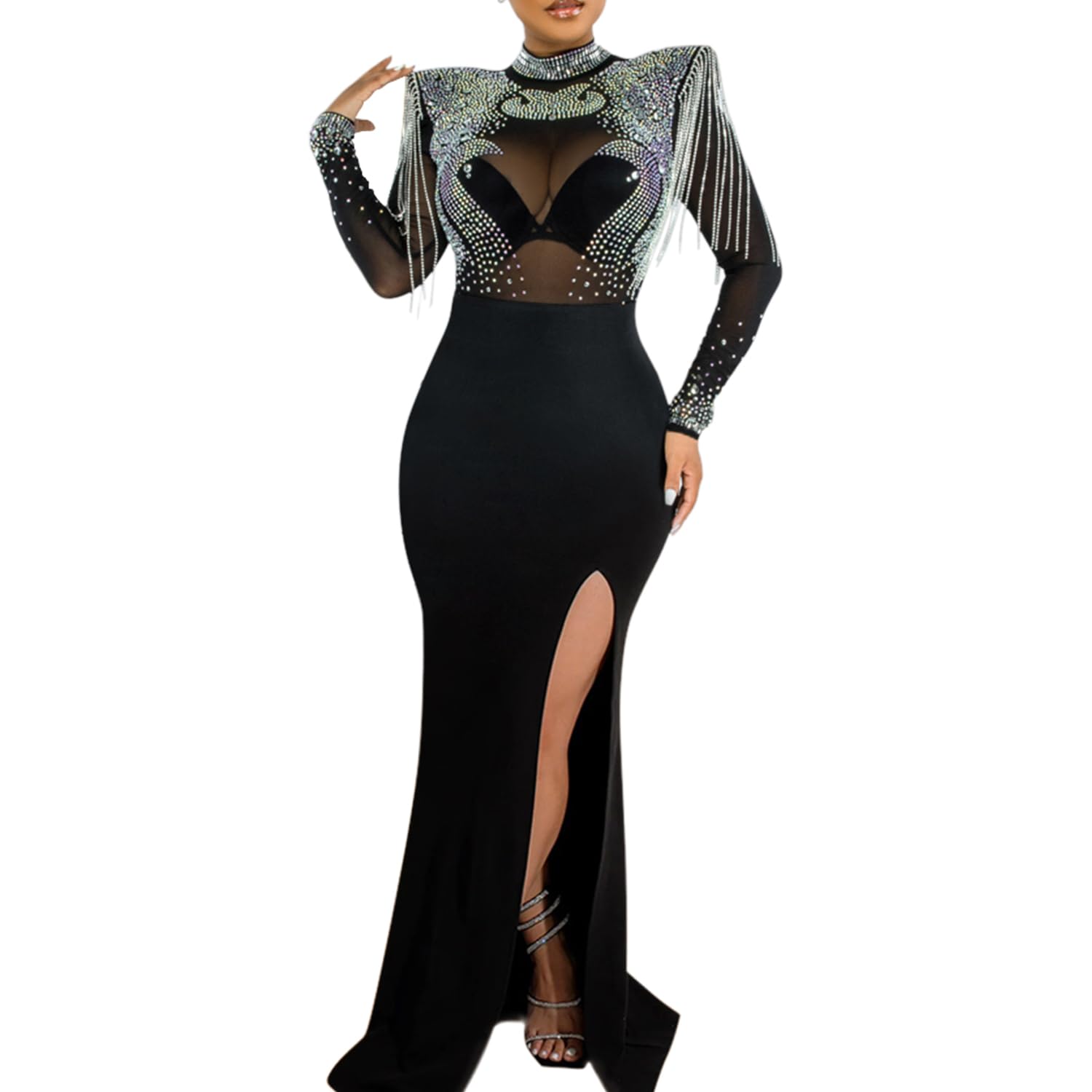 Women's Diamond Long Sleeve Party Club Dress