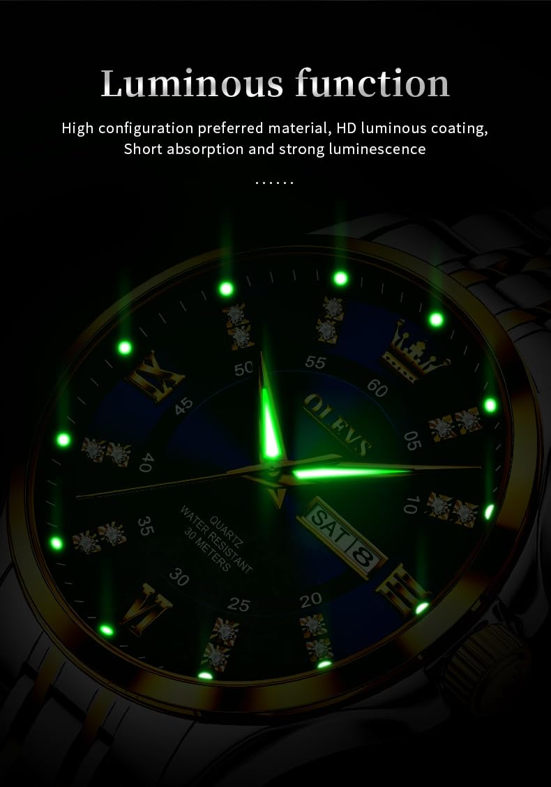 OLEVS Luxe: Men's Golden Dial Quartz Business Watch