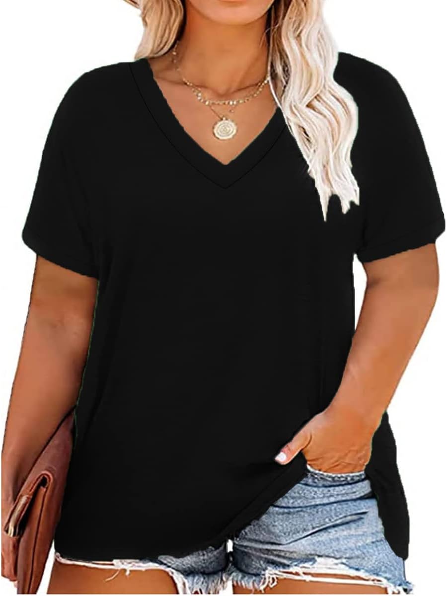 Floral V-Neck Plus Size Tunic Tops for Women - Women's T Shirts by Handbags Specialist Headquarter | Available at Handbags Specialist Headquarter