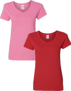 Gildan V-Neck Cotton Tee Duo for Women - Women's T Shirts by Handbags Specialist Headquarter | Available at Handbags Specialist Headquarter