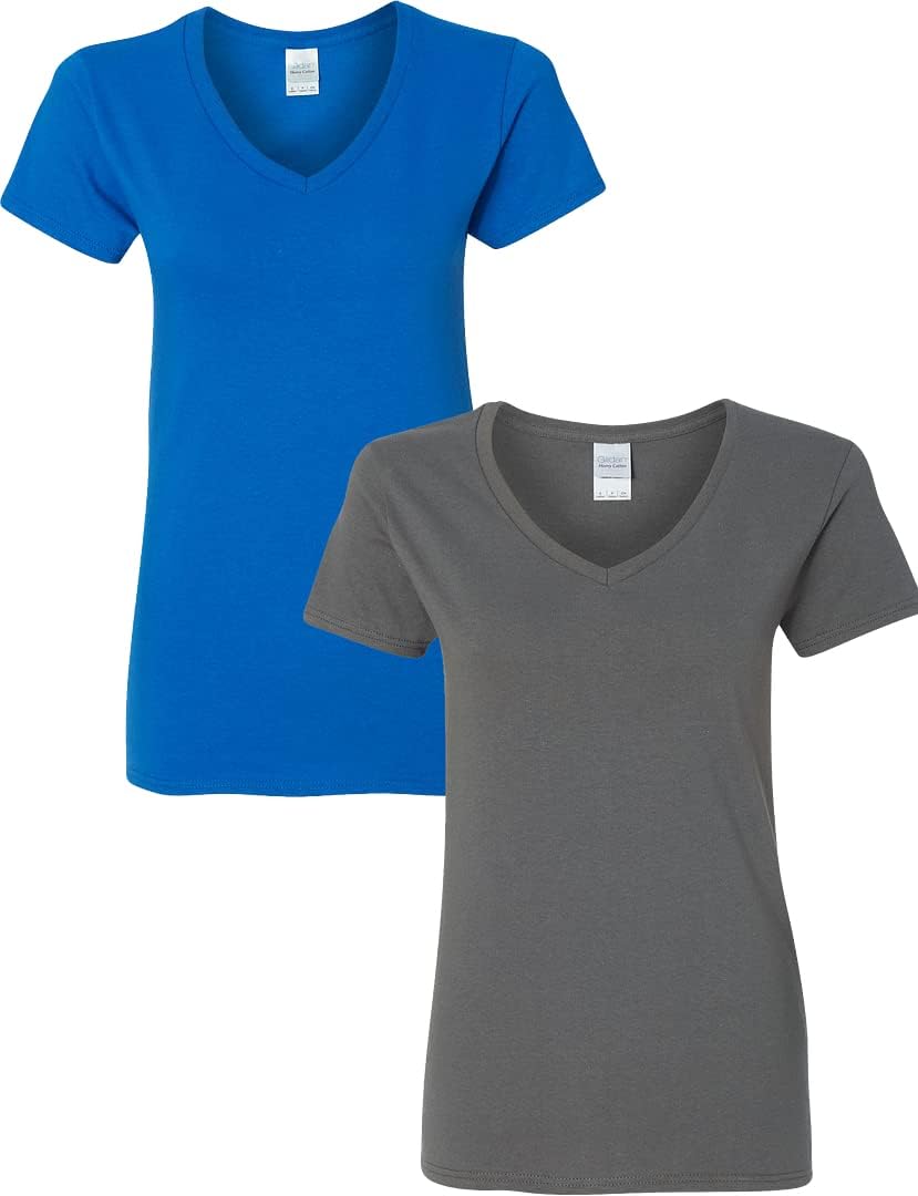 Gildan V-Neck Cotton Tee Duo for Women - Women's T Shirts by Handbags Specialist Headquarter | Available at Handbags Specialist Headquarter
